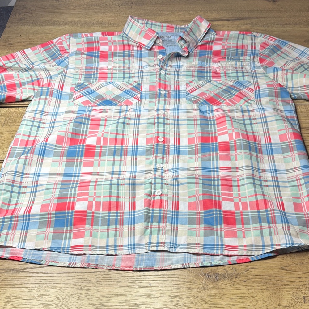 Men’s Silver Bait Plaid Fishing Shirt Size XLT